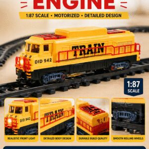 1:87 Scale Train Engine Toy – Motorized Rail Train Model with Light, Detailed Design & Smooth Wheels, Educational Railway Toy for Kids & Collectors